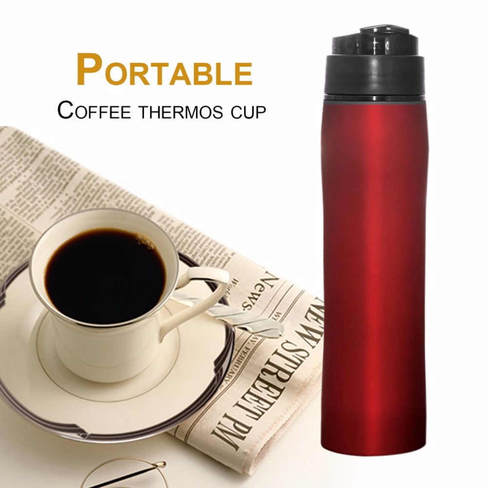 PREUP 350ML Manual Espresso Maker French Press Pot Coffee Bottle Coffee Maker Coffee Tea Travel Mug Thermol Bottle Thermocup